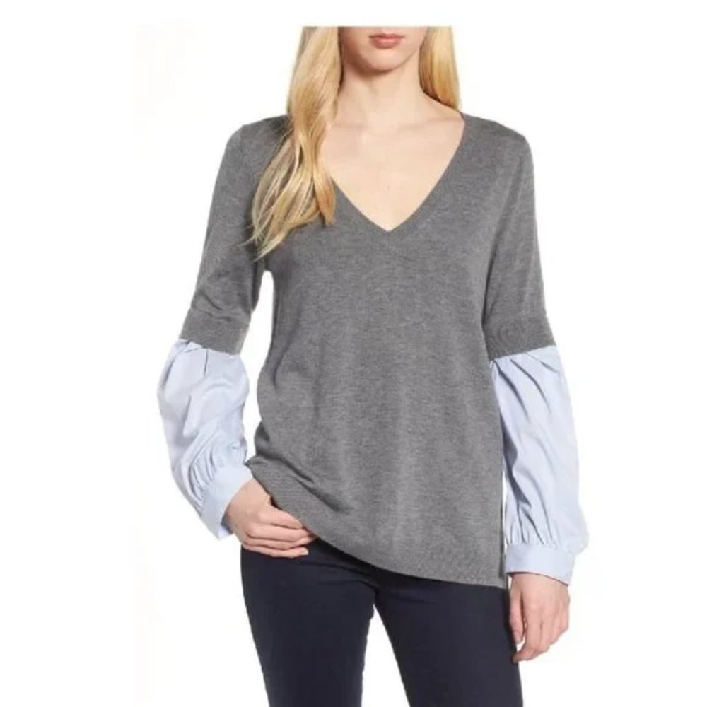 TROUVÉ Woven Sleeve Sweater